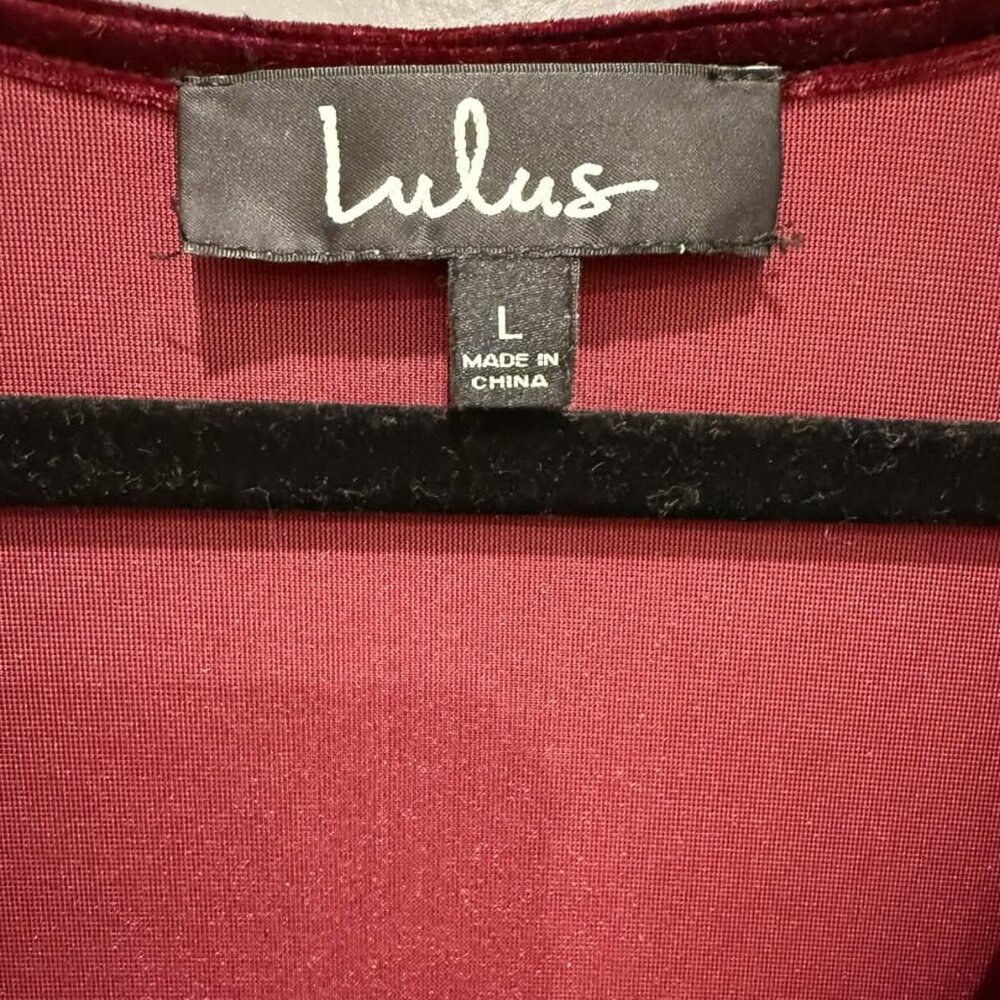 Lulus Wrapped in Luxe Burgundy Velvet Bell Sleeve Skater Dress - Picture 7 of 7